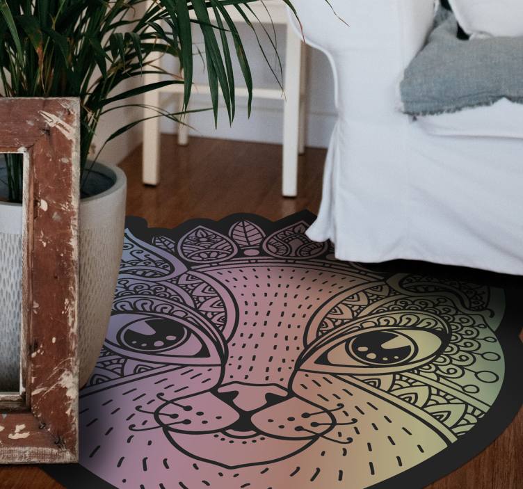 Vinyl Teppich Tiere mandala-katzenillustration - TenStickers
