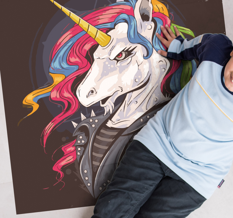 Vinyl Teppich Tiere punk-einhorn - TenStickers