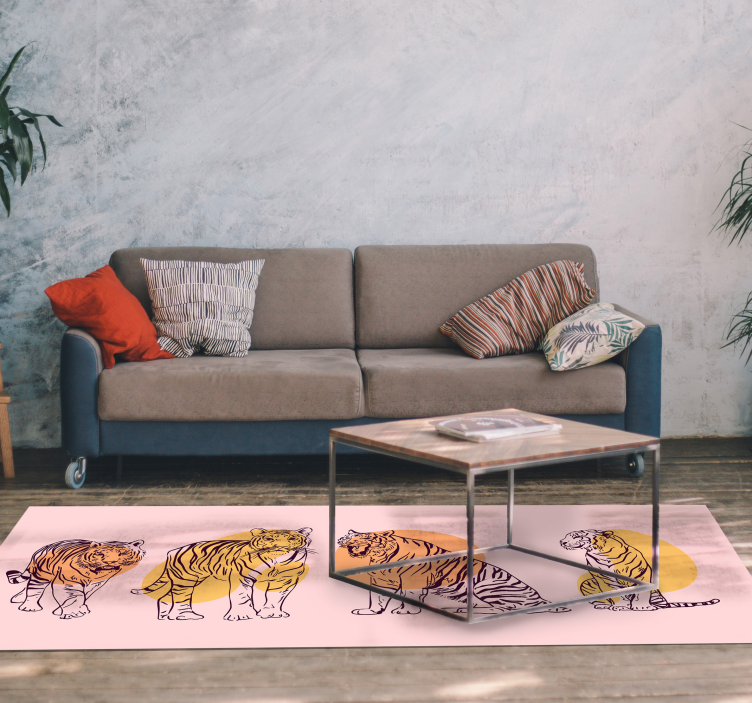 Vinyl Teppich Tiere gerahmte tigerillustration - TenStickers