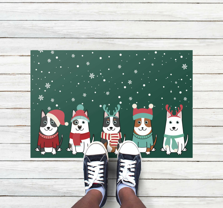 Vinyl Teppich Weihnachten festliches hunde ensemble Vinyl Teppich Weihnachten festliches hunde ensemble - TenStickers