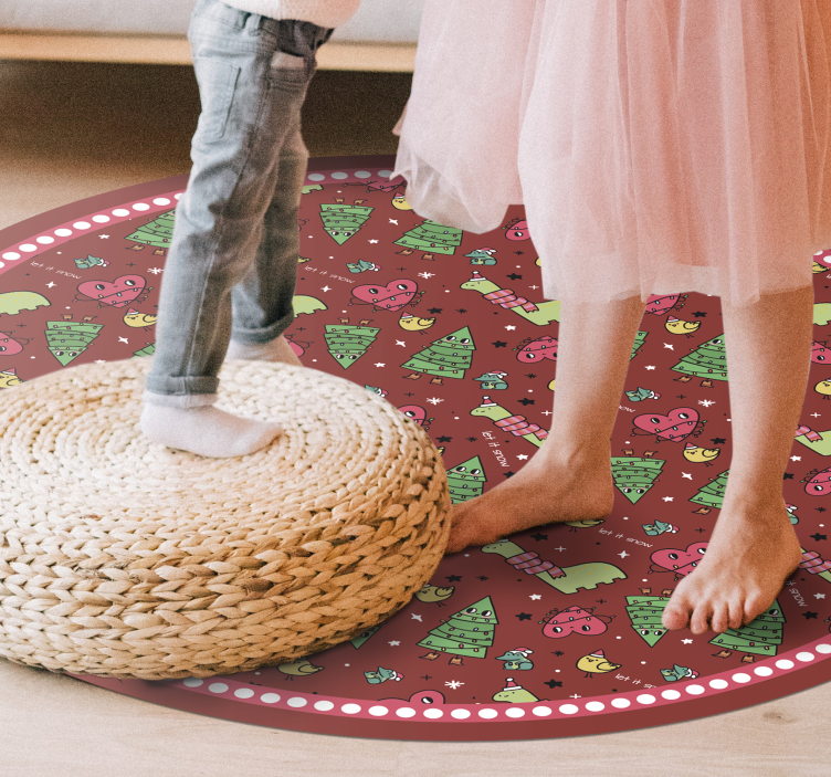 Vinyl Teppich Weihnachten festliches kreisförmiges design - TenStickers