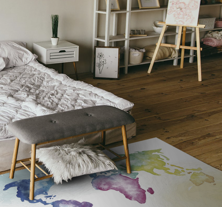 Vinyl teppich weltkarte lebendige weltkarte - TenStickers