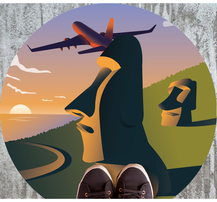 Vinyl Teppich rund sonnenuntergang auf der osterinsel - TenStickers