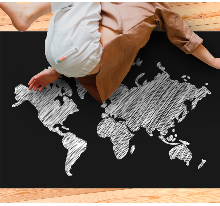 Vinyl Teppich Weltkarte tafel graues design - TenStickers