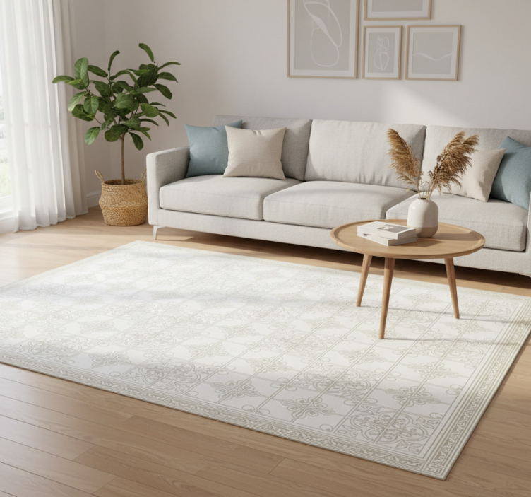 Vinyl teppich wohnzimmer beige ornamente mat - TenStickers