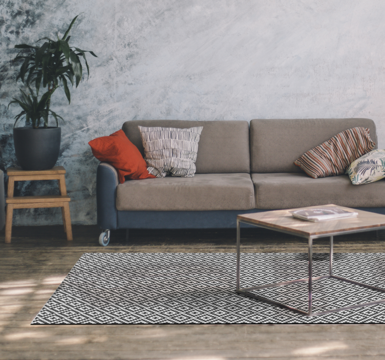 Vinyl Teppich Wohnzimmer geometrisches schwarz-weißes design - TenStickers
