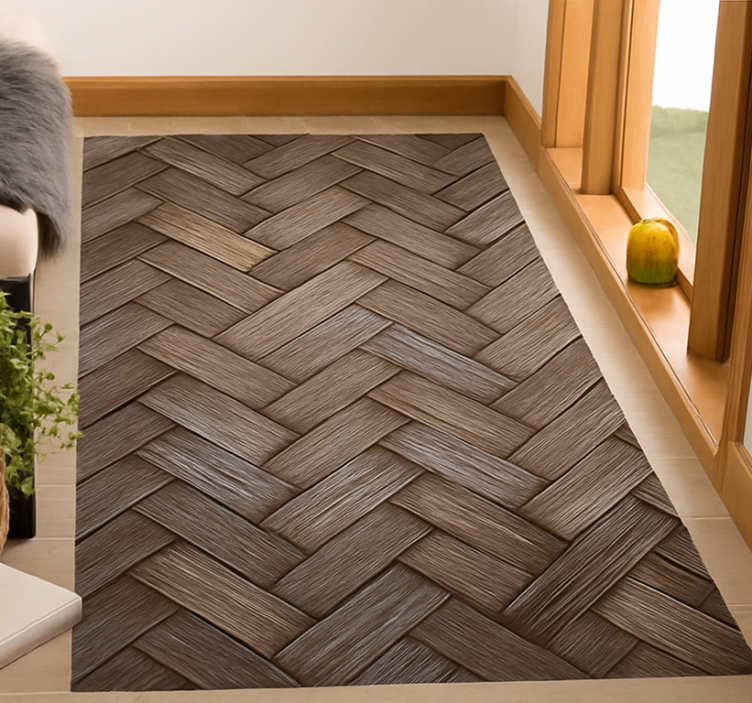 Vinyl teppich wohnzimmer in geflochtenem holzlook - TenStickers