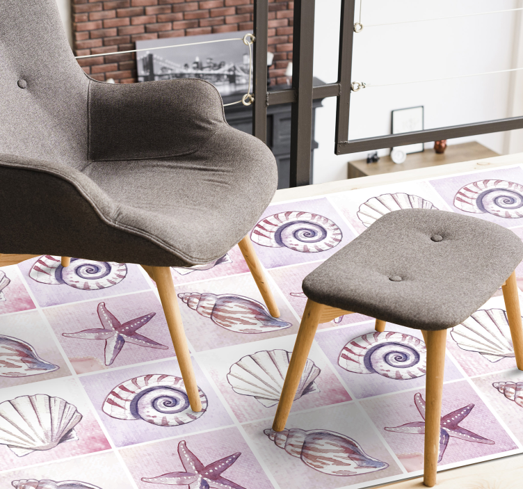 Vinyl teppich wohnzimmer muscheldesign - TenStickers