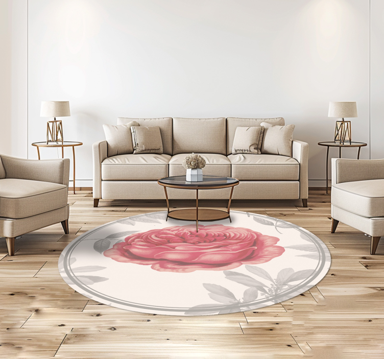 Vinyl Teppich Wohnzimmer pinke rose - TenStickers