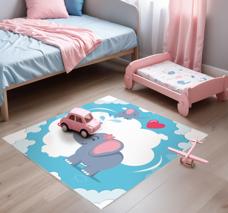 Vinylteppich Baby bezaubernde Elefantenwolkenlandschaft - TenStickers