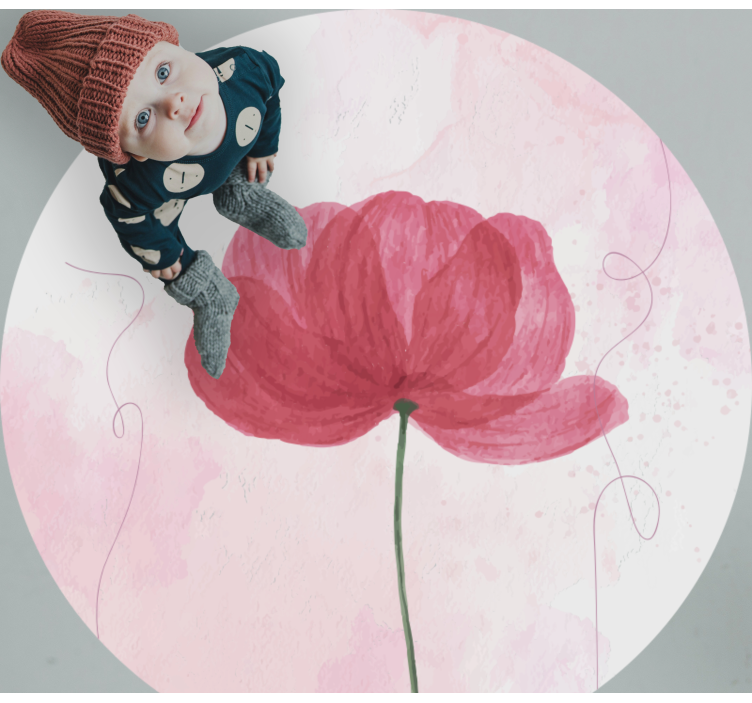 Vinyl Teppich rund Gemalte blume - TenStickers