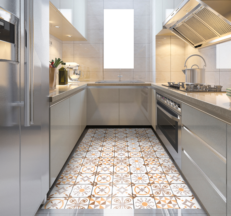 Vinyl Teppich Küche Küche vinyl teppich braune quadrate - TenStickers