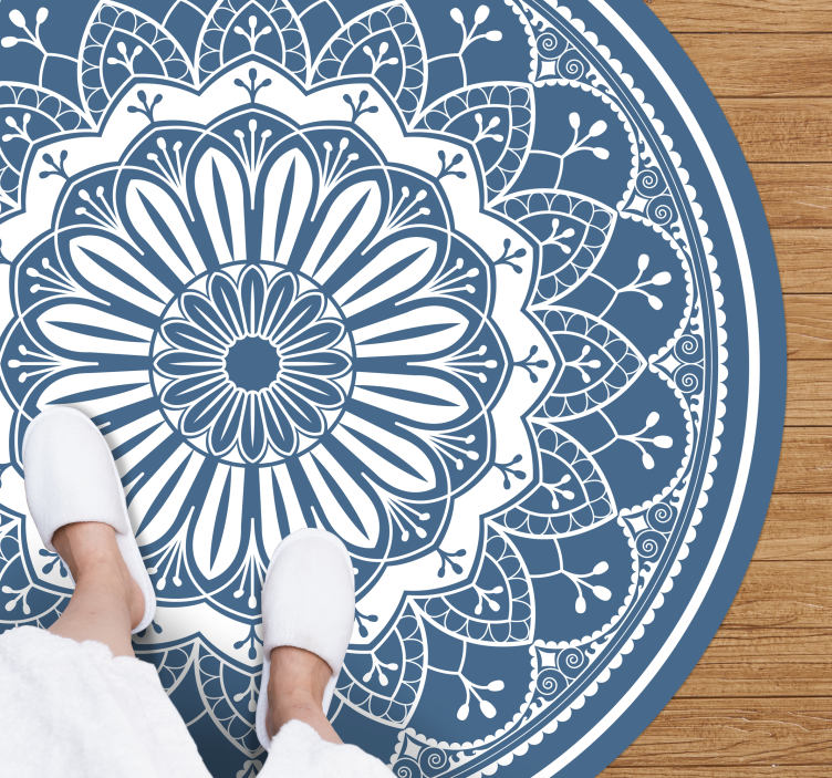 Vinylteppich Mandala Großes mandala auf blau - TenStickers