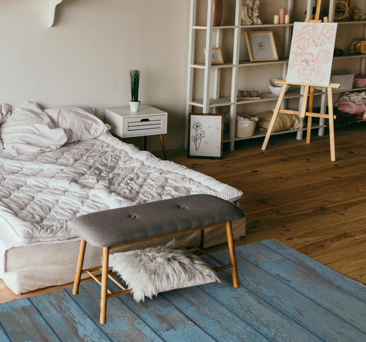 Vinylteppich Holz Blaue und graue holzbretter - TenStickers