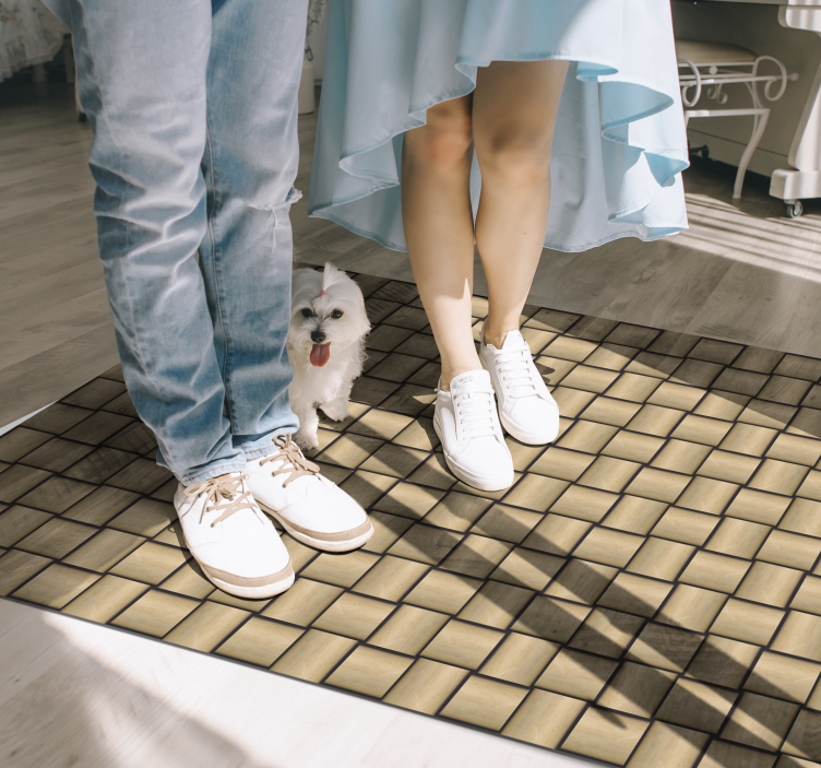 Vinylteppich Holzoptik braunes fliesenmuster - TenStickers