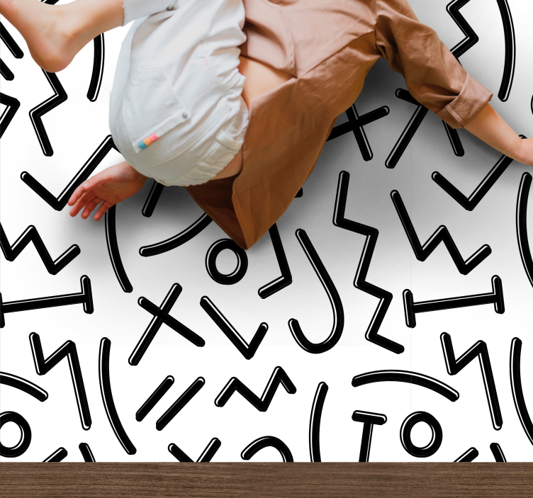 Vinylteppich minimalistisch Jugend schwarz-weiß-figuren - TenStickers