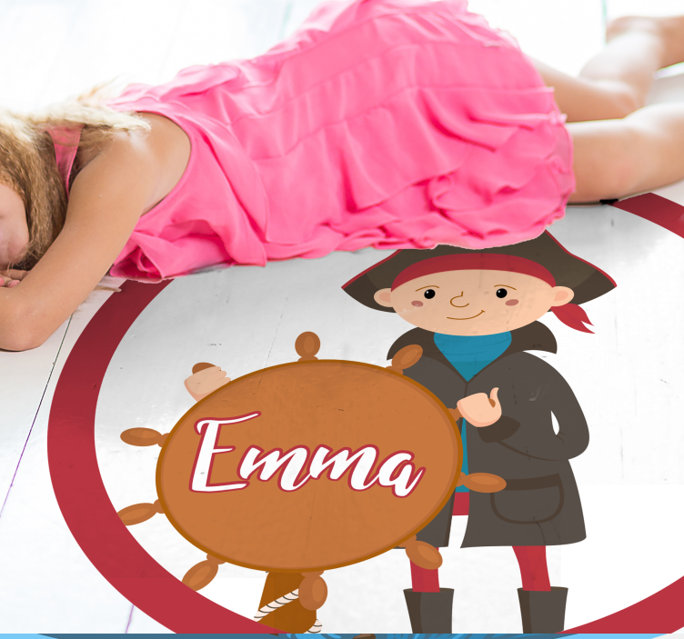 Vinylteppich mit Name Piratin am Steuer - TenStickers