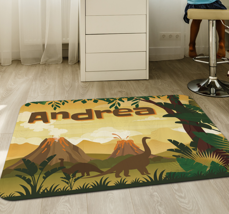 Vinylteppich mit Name Schöne landschaft mit dinosauriern - TenStickers