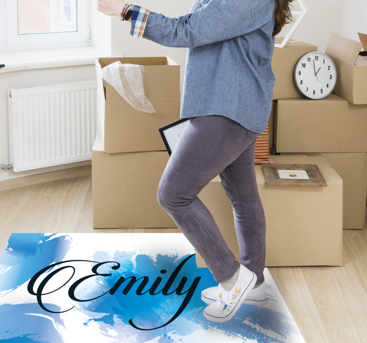 Vinylteppich mit Name Stilvoller blauer personalisierter name - TenStickers