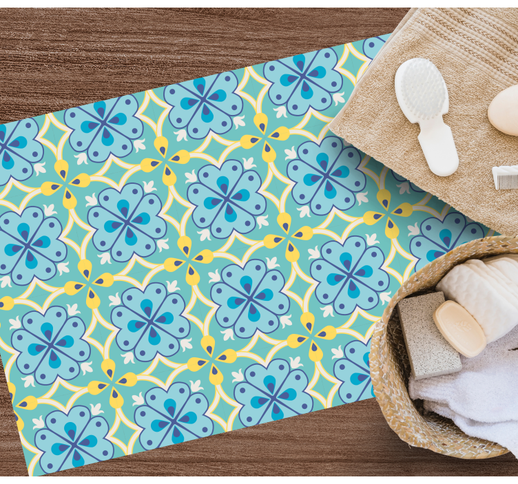 Vinyl Teppich Fliesenoptik blühende elemente - TenStickers