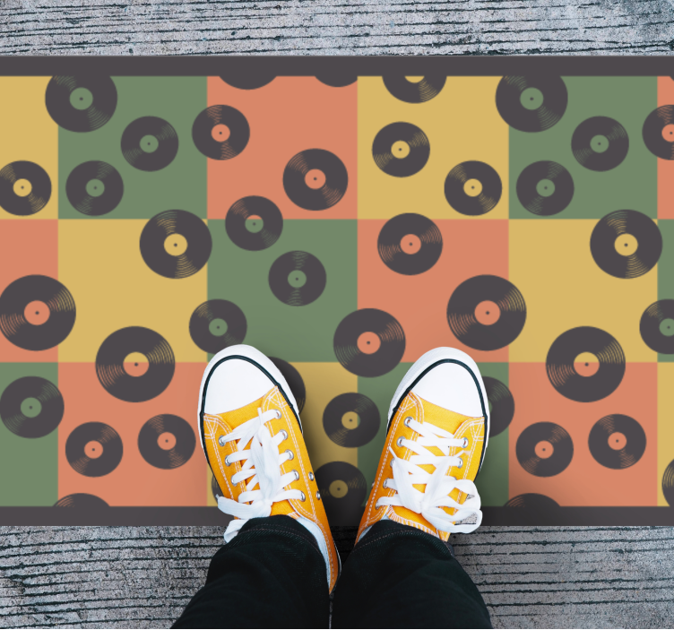Vinylteppich Mosaik bunte schallplatten - TenStickers