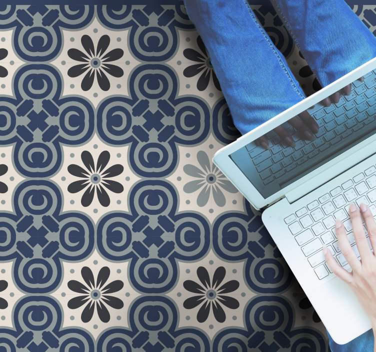 Vinyl Teppich Fliesenoptik elegante blumenkomposition - TenStickers