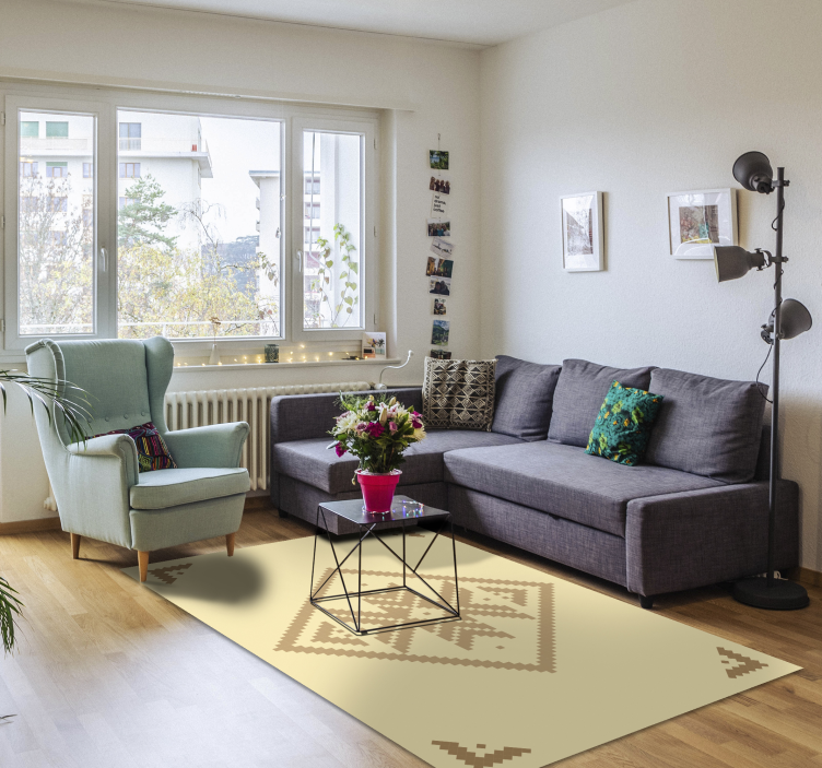 Vinyl Teppich Wohnzimmer eleganter geometrischer kontrast - TenStickers