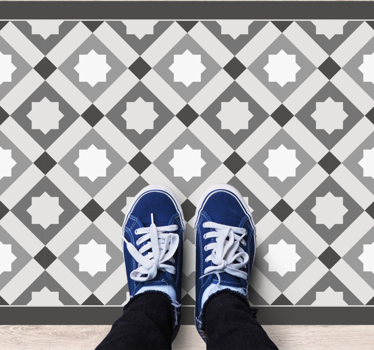 Vinylteppich Mosaik graue sternenfliesen - TenStickers