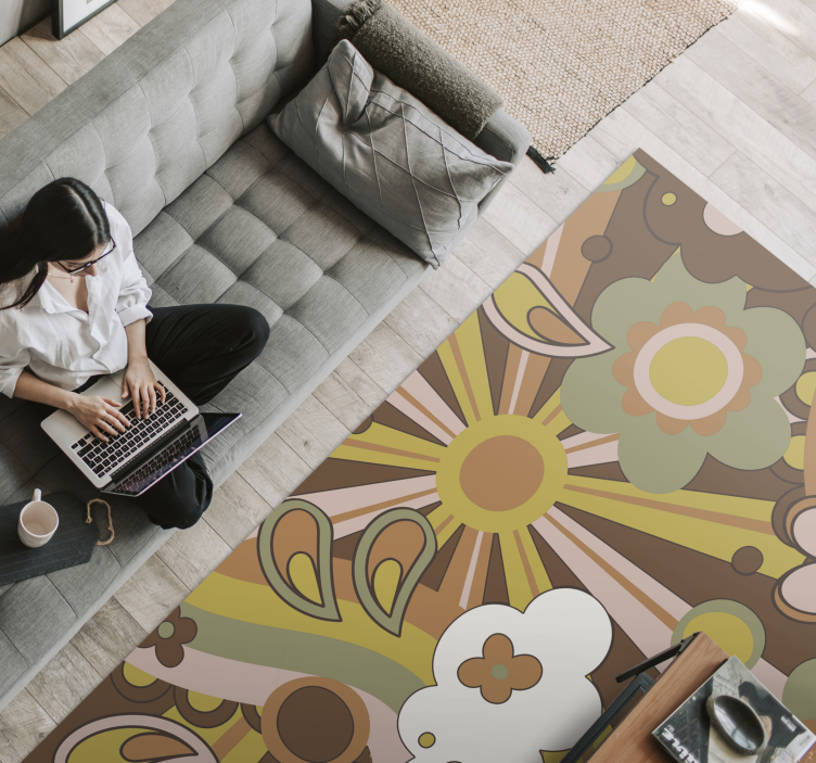 Vinylteppich Blumen 70er jahre blumen - TenStickers