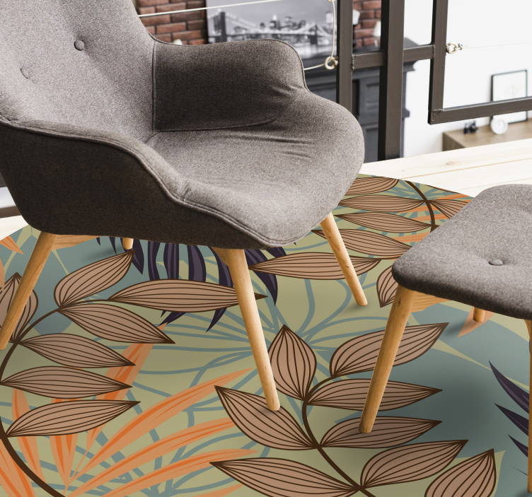 Vinylteppich Blumen Blätter auf zweigen - TenStickers