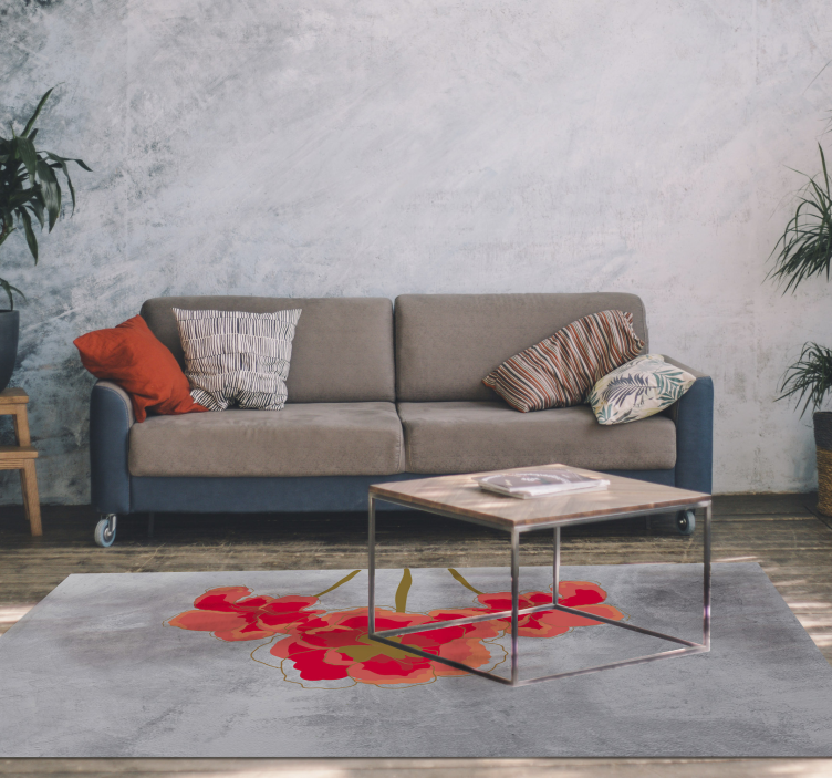 Vinylteppich Blumen Gemalte mohnblume - TenStickers