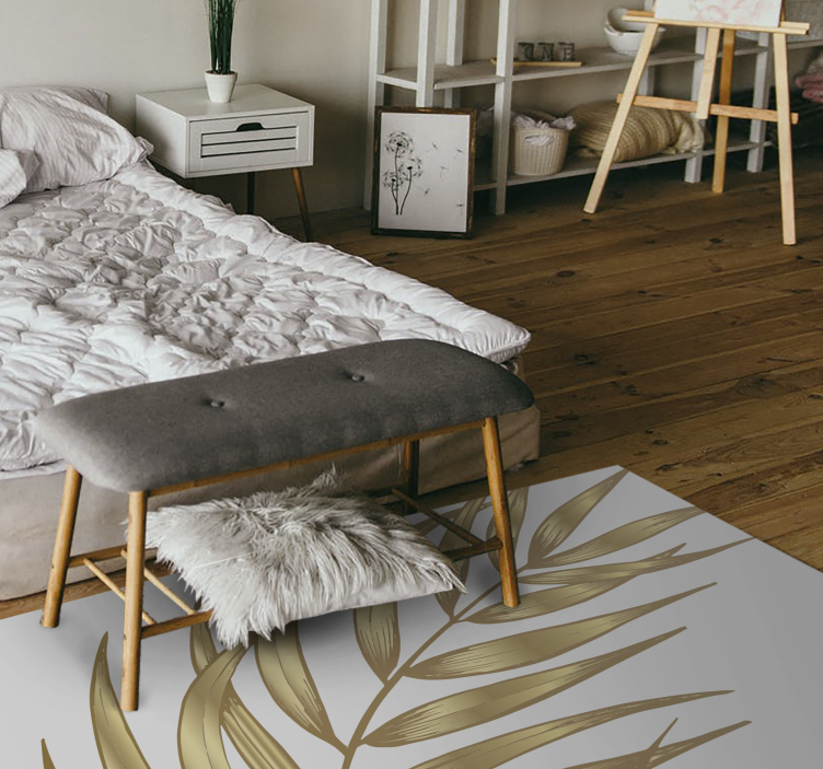 Vinylteppich Blumen Goldenes palmblatt - TenStickers