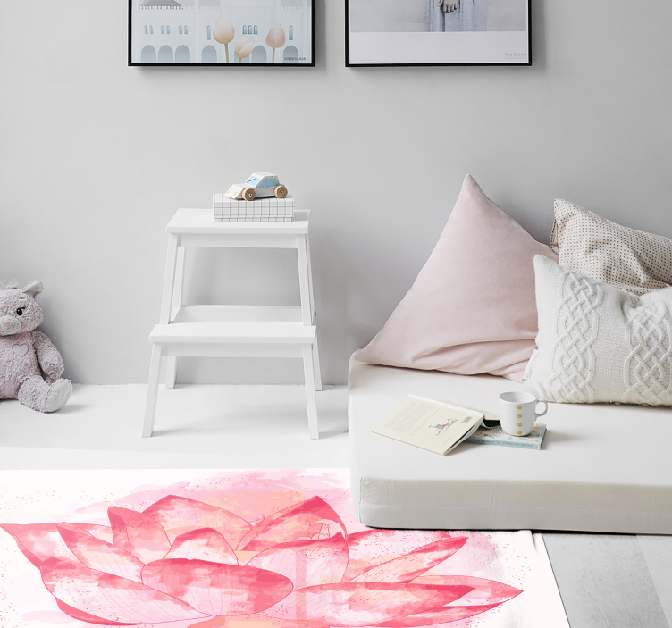 Vinylteppich Blumen Lotus kreisförmiges aquarell - TenStickers