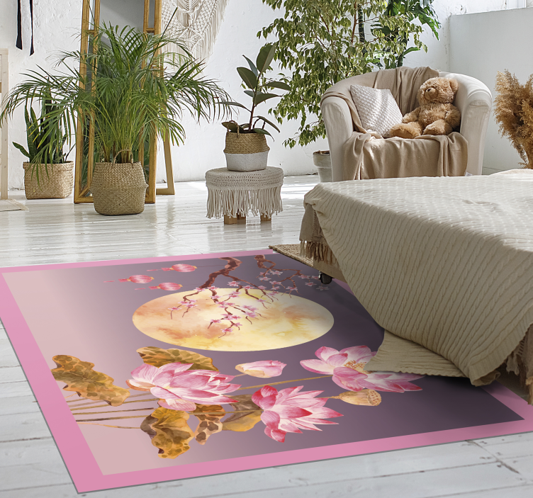 Vinylteppich Blumen Lotus nachtszene - TenStickers