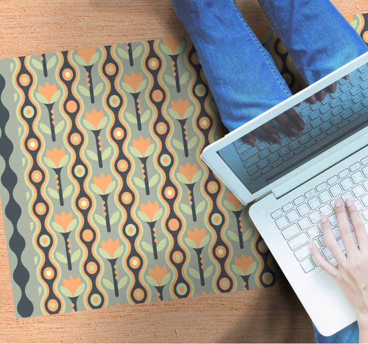 Vinylteppich Blumen Orange unregelmäßig blumig - TenStickers