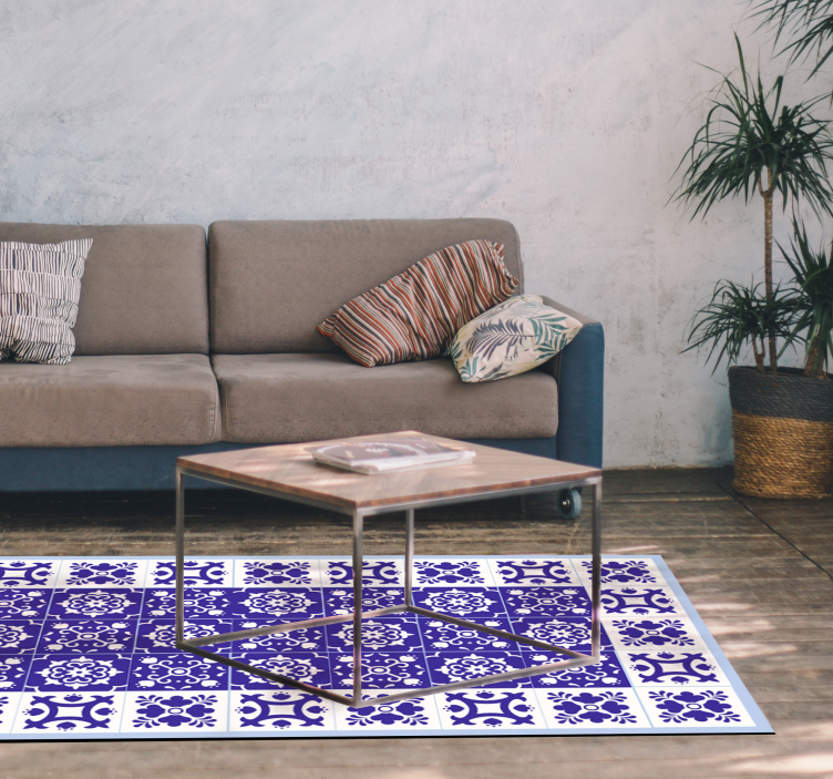 Vinylteppich Wohnzimmer Schönes weiß und blau - TenStickers