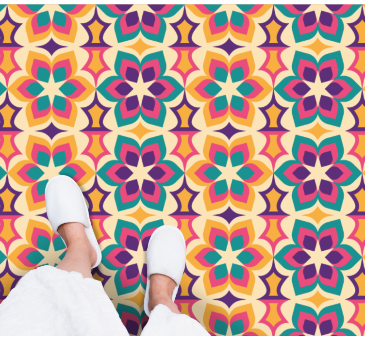 Vinylteppich Vintage 70er jahre blumen - TenStickers