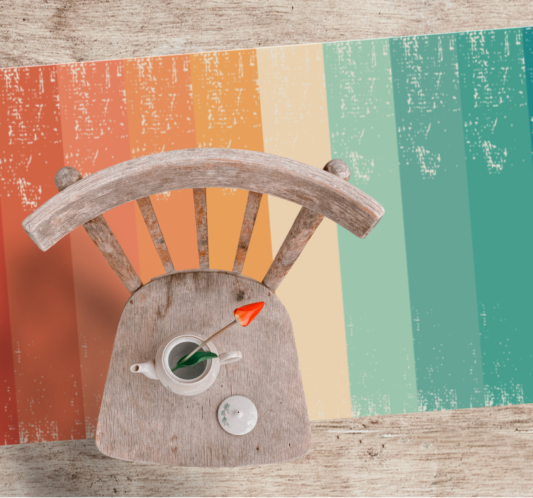 Vinylteppich Vintage Retro gestreifter regenbogen - TenStickers