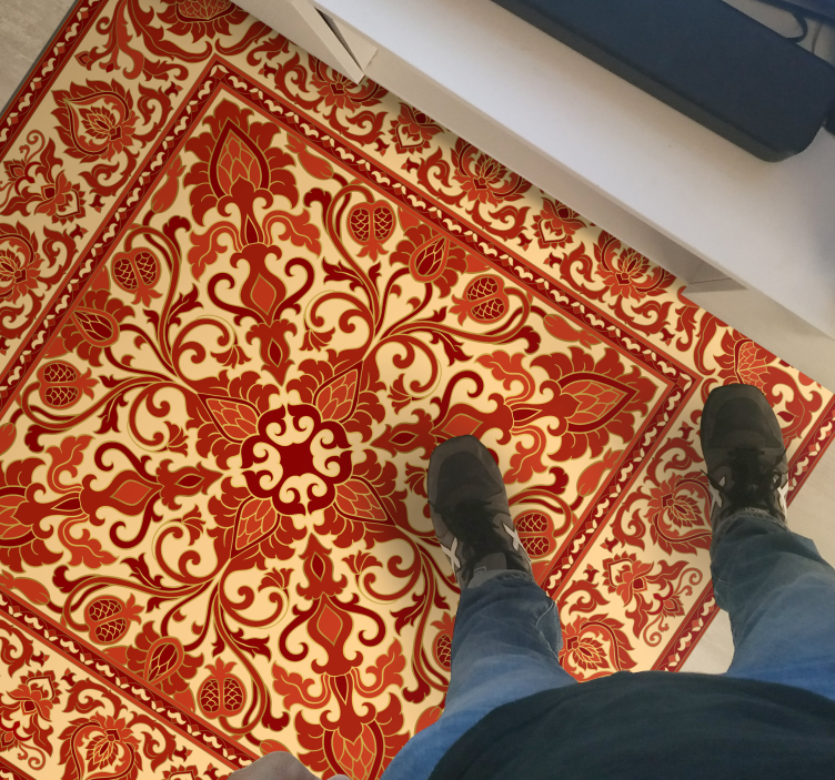 Vinylteppich Vintage Rotes Muster der alten schule - TenStickers