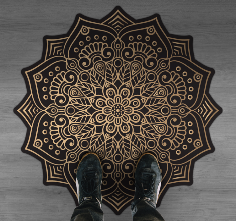 Vinyl Teppich goldenes Mandala - TenStickers