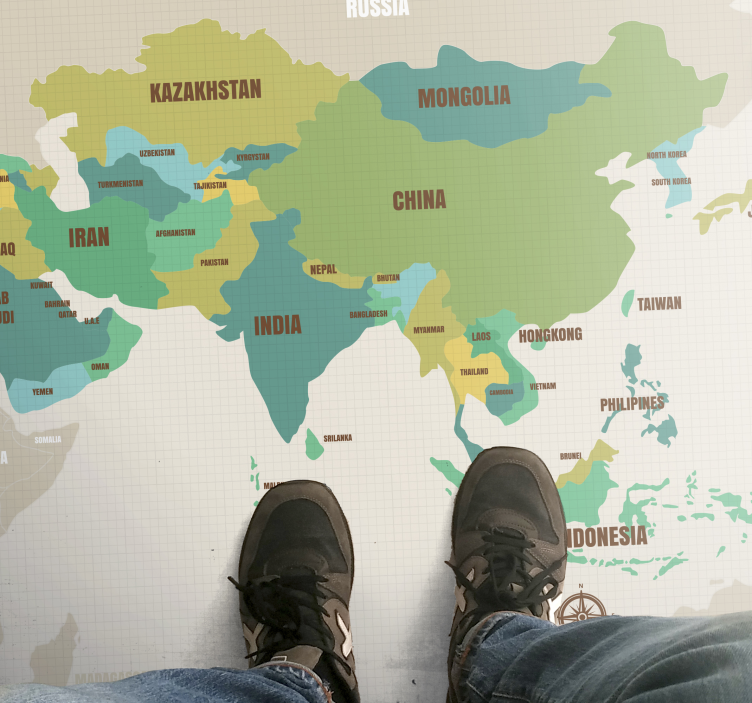 Vinylteppich Weltkarte Karte von asien - TenStickers