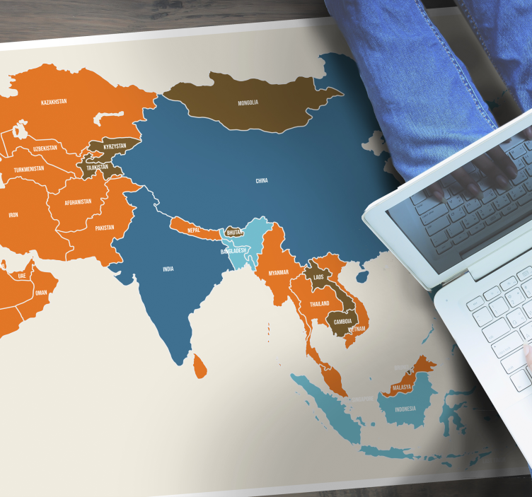 Vinylteppich Weltkarte Karte von asien - TenStickers