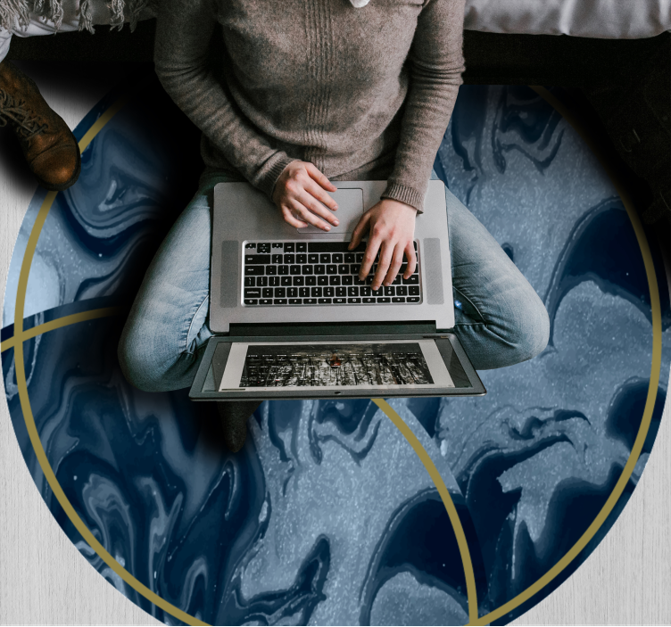 Vinylteppich nordisch Nordisches abstraktes blaues Design - TenStickers