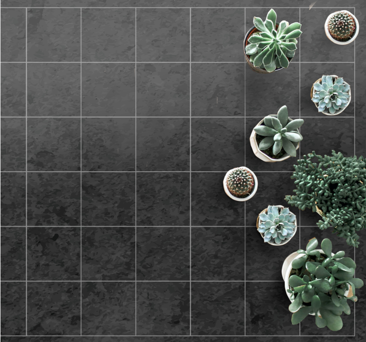 Vinylteppich Steinoptik glatte schwarze quadrate - TenStickers