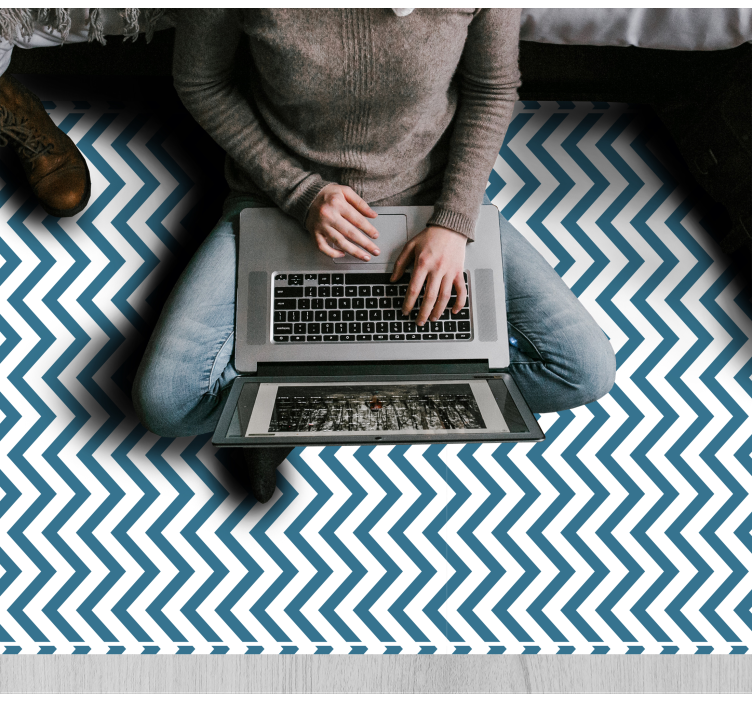 Vinylteppich Streifen blau-weißer chevron-stil - TenStickers