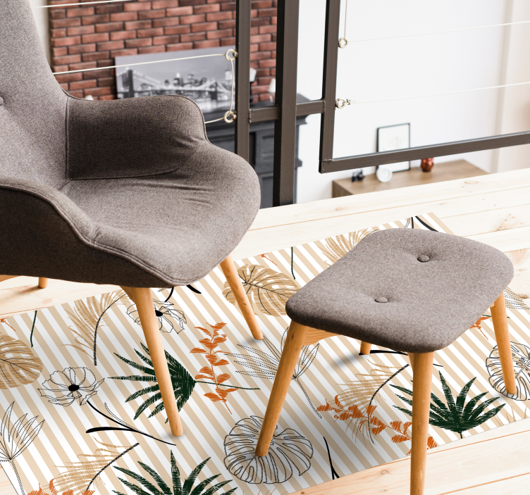 Vinylteppich gestreift mit Blumen und Pflanzen - TenStickers