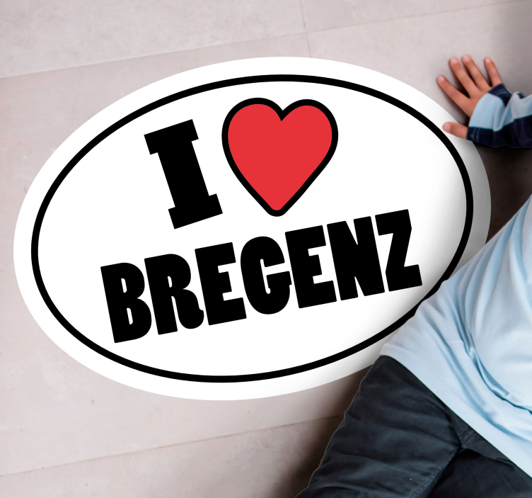 Vinylteppich Spruch Rotes herz und ich liebe bregenz satz - TenStickers