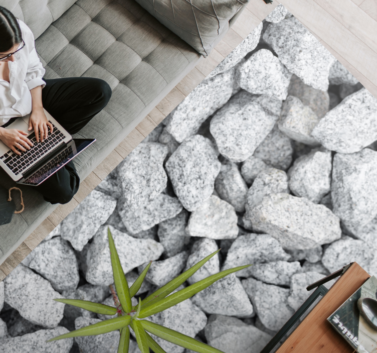 Vinylteppich Steine Einsame wilde pflanze schotter - TenStickers