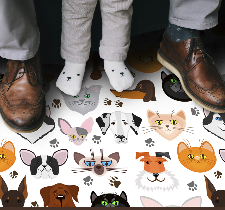 Vinylteppich Tiere Hund und katzen - TenStickers