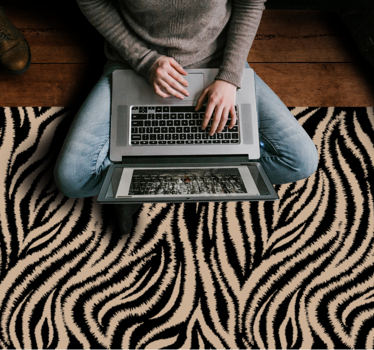 Vinylteppich Tiere Unregelmäßiges schwarz-beiges zebramuster - TenStickers